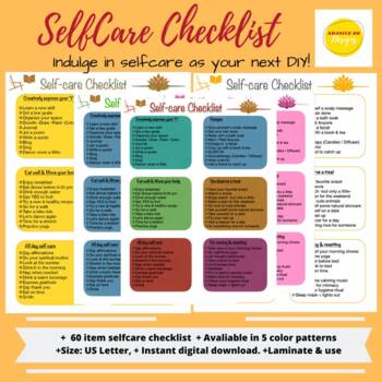 Preview of Self Care Checklist for Teachers | Daily Selfcare routine | Self Care To Do List
