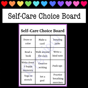 Preview of Self-Care Choice Board - Brain Break / Quiet Activity