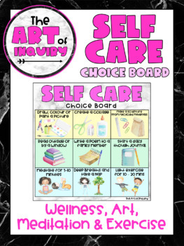 Preview of Self Care Choice Board | Mental Health | Wellness | Distance Learning
