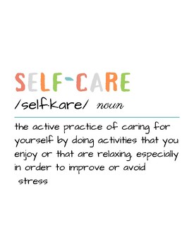 Preview of Self-Care Definition Self-Care Poster/Image---PDF, PNG, JPG, SVG