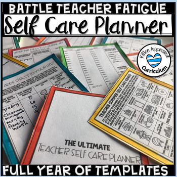 Preview of Self Care For Teachers Full Year Planner to Battle Teacher Burnout