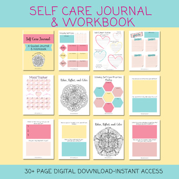 Preview of Self Care Journal and Workbook, Self Love, Prevent Workout, Wellness Journal