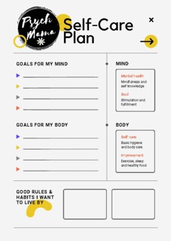 Self-Care Plan by PsychTeacha | Teachers Pay Teachers