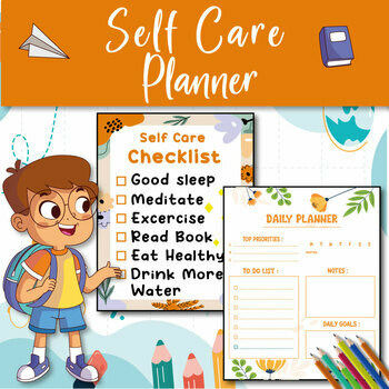 Preview of Self Care Planner Habit Tracker, Checklist, Goals, Journal for Daily Wellness