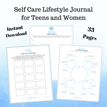 Preview of Self-Care Printable Lifestyle and Goal Setting Journal for Teen Girls and Women