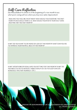 Preview of Self-Care Reflection Worksheet (Updated 2022)