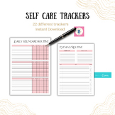 Self Care Tracker pack- 22 options, printable, pink themed