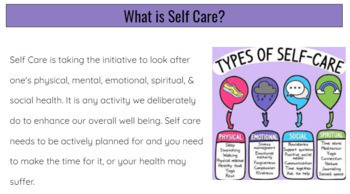 Self Care Workbook by CANADIAN PE TEACHER | TPT