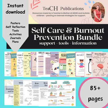 Preview of Self Care and Burnout Prevention Bundle - Mental Health Wellness and Support