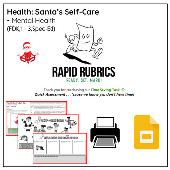 Preview of Self-Care for Santa - Mental Health - Time Saving Task - Ontario - Rapid Rubrics