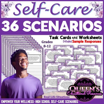 Preview of Self-Care for Teens | Self-Care Scenarios | Worksheets | Situation Cards