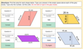 Self-Check Activity for Area of Rectangles, Squares, and P