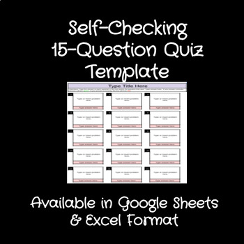 Preview of Self-Checking 15-Question Quiz Template