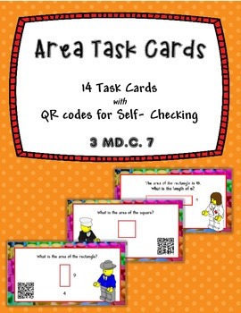Preview of **FREEBIE** Self Checking Area Task Cards ~ 3.MD.C.7