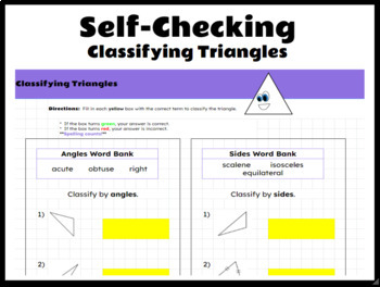 Preview of Self-Checking Classifying Triangles