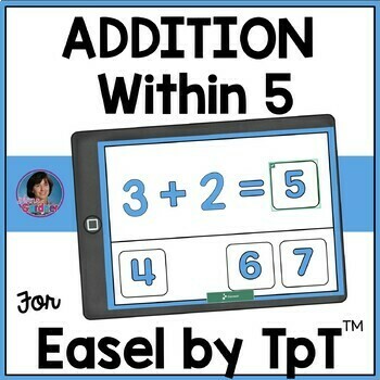 Preview of Self-Checking Digital Addition within Five Activity & Assessment:  Easel by TpT