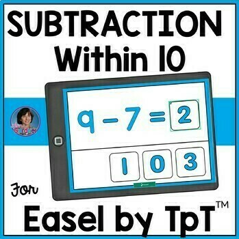 Preview of Self-Checking Digital Subtraction within Ten Activities to Use with Easel by TpT
