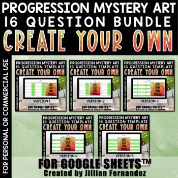 Preview of Self Checking Editable Progression Art Templates 16 Questions BUNDLE