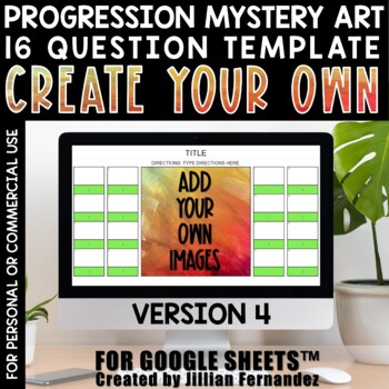 Preview of Self Checking Editable Progression Picture Art Template 16 Questions Version 4