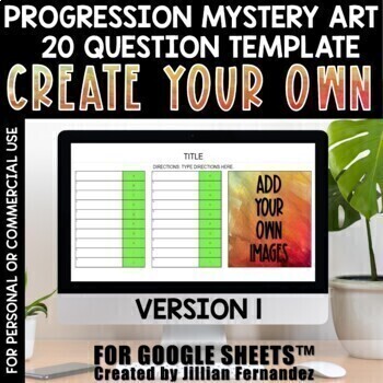 Preview of Self Checking Editable Progression Picture Art Template 20 Questions Version 1
