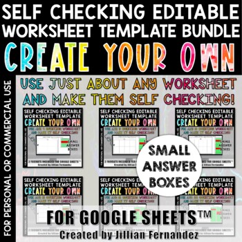 Preview of Self Checking Editable Worksheet Template BUNDLE