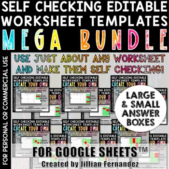 Preview of Self Checking Editable Worksheet Template MEGA BUNDLE