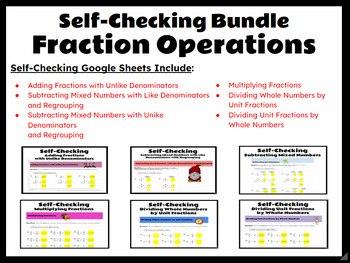 Preview of Self-Checking Fraction Operations Bundle