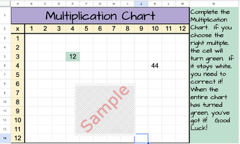 Preview of Self-Checking Multiplication Chart