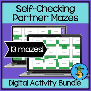 Preview of Self-Checking Partner Maze Digital Activity Bundle