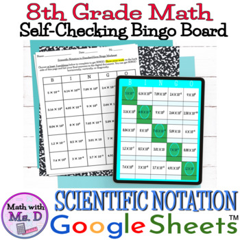 Preview of Self Checking Scientific Notation to Standard Form Bingo Choice Board