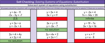 Preview of Self-Checking: Solving Systems of Linear Equations: Substitution