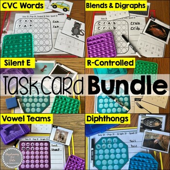 Preview of Self Checking Task Card Bundle | Word Mapping Science of Reading