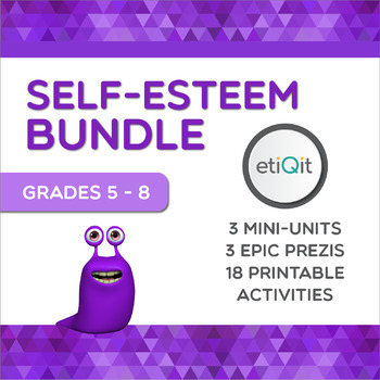 Preview of Self-Esteem & Identity Middle School Bundle | Prezis & Printable Activities