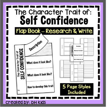 Preview of Self Confidence Flap Book, Social Emotional Writing, SEL Character Traits
