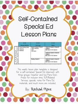 Preview of Self-Contained Special Ed Lesson Plans