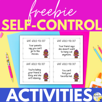 Preview of Self-Control Activities Freebie - Game, Social Story, Task Cards, and Notebook