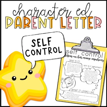 Preview of Self Control Parent Letter | Character Education | SEL | Parent Communication