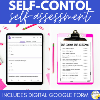 Preview of Self-Control School Counseling Self-Assessment
