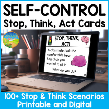 Preview of Self-Control Stop, Think, Act Cards - SEL & Executive Functioning Activities