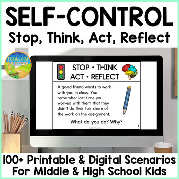Preview of Self-Control Stop & Think Cards - Executive Functioning for Middle & High School