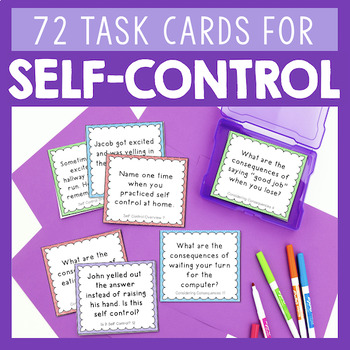 Preview of Self-Control Task Cards For Lessons On Self-Regulation & Impulse Control