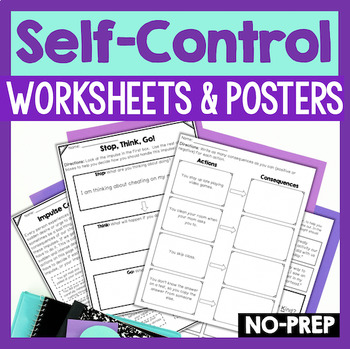 Preview of Self Control Worksheets & Posters For Impulse Control & Decision Making Lessons