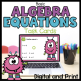 Self-Correcting Basic Algebra Task Cards - Digital and Pri