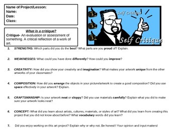 Preview of Self-Critique Worksheet