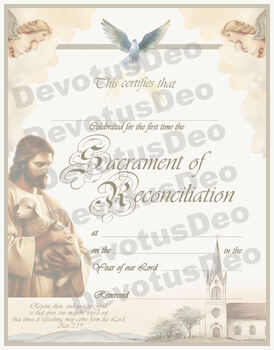 Preview of Self- Customizable Reconciliation Certificate, Catholic, Christian