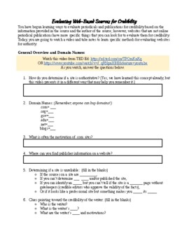 Preview of Self-Directed Lesson: Evaluating Websites for Credibility