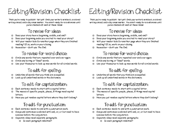 Self-Editing Checklist by The Bookworm Teacher | TpT