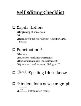 Preview of Self Editing Checklist