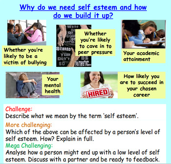 Preview of Self Esteem - Presentation and Worksheets