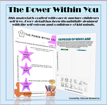 Preview of Self-Esteem Activity: Emotional Well-being, Self-love, Strength, Children